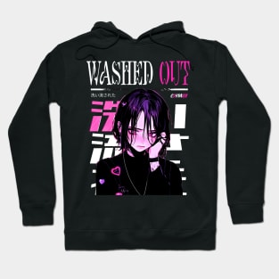 Washed Out Cute Anime Emo Girl Hoodie